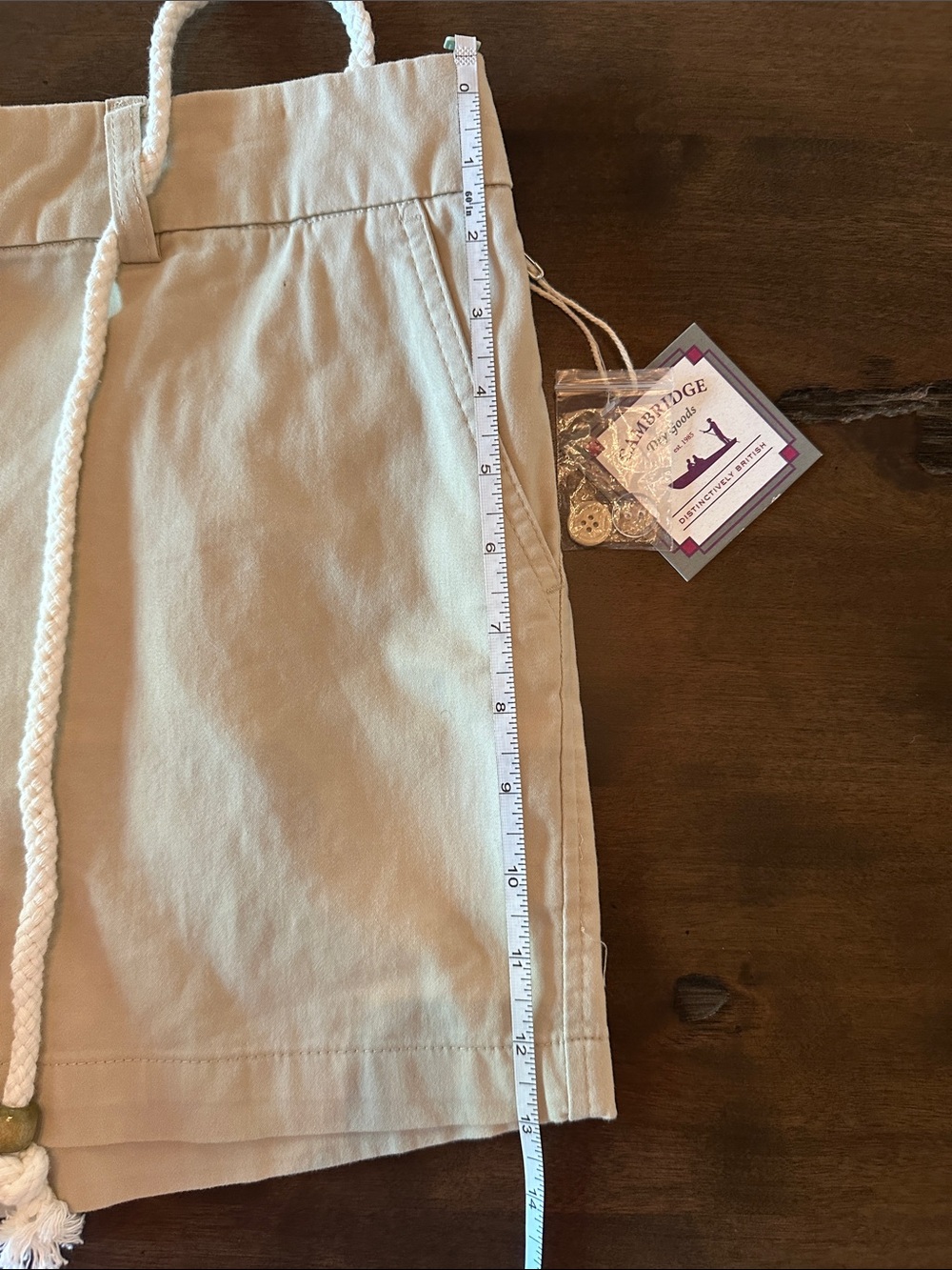 Cambridge Dry Goods Beige Rope-Belt Women's Shorts Size 10 NWT - Picture 10 of 12